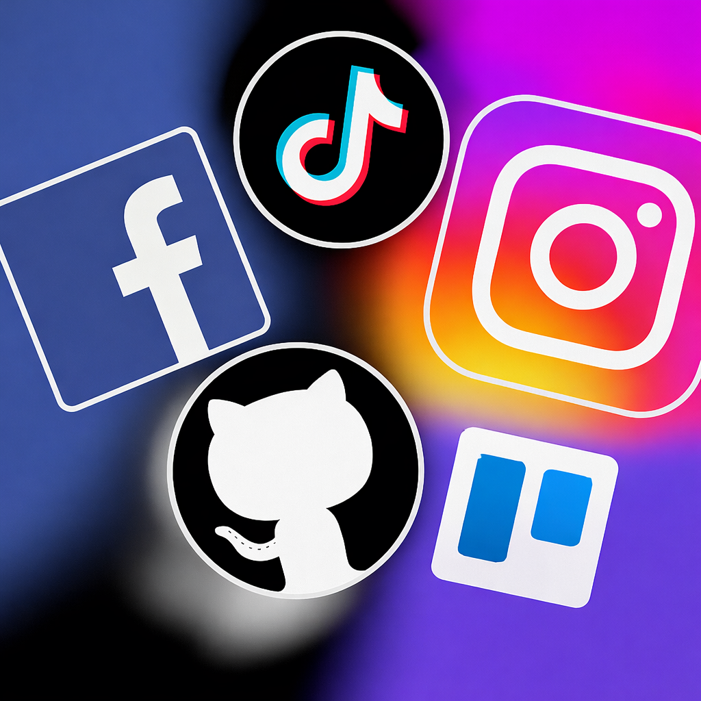 Grafika przedstawiająca logotypy mediów społecznościowych